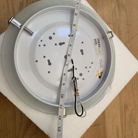 12 in. Flush Mount Ceiling Light Brushed Nickel Finish Alabaster Glass NIB - Picture 13 of 16